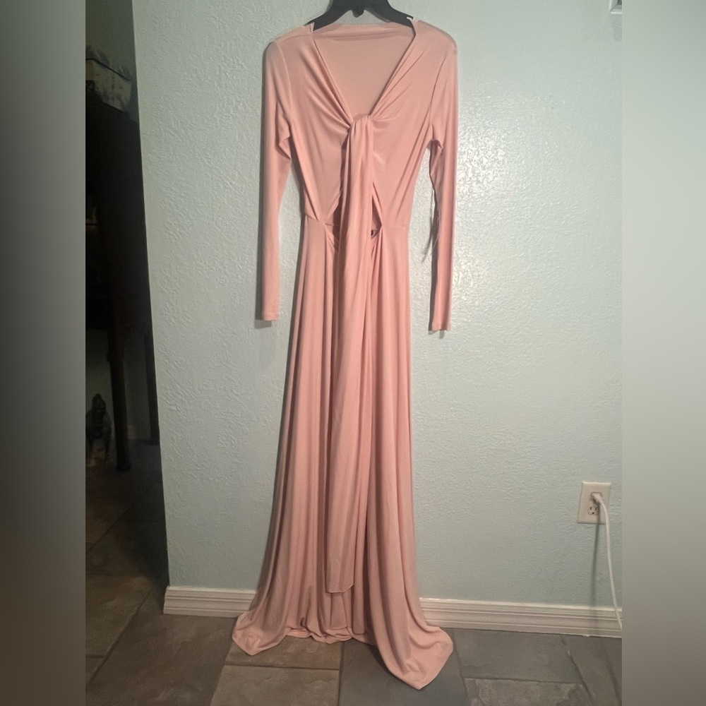ISSUE New York Long Sleeve Front Knot Dress in Soft Pink Size S NWT